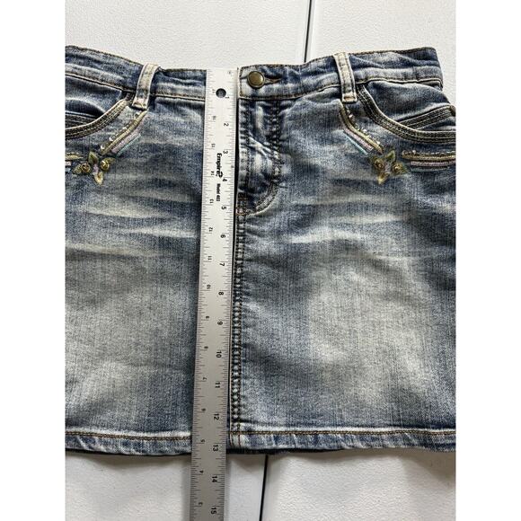 Vintage NEU Look Jean Skirt Women’s 10 Blue Denim Embroidered Grunge Y2K - Picture 8 of 9